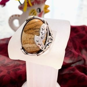 Ring Oversized Silver Women Nuanced Brown Size 6.5